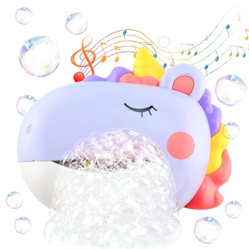 Jouet Musical à Bulles de Savon - Jouet de Bain - Violet - Rechargeable - avec ventouses - Jouet sensoriel Licorne pour Enfants de 1 à 6 Ans - Cadeau de Bain