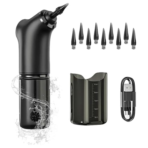 QUMOX Kit di rimozione della cere auricolare elettrico, detergente per le orecchie alimentato ad acqua con 4 impostazioni di pressione, strumento di pulizia dell'orecchio sicuro ed efficace (nero)