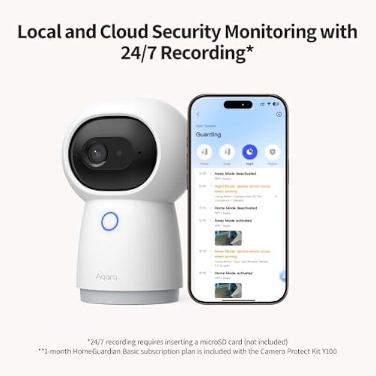 Aqara Camera Protect Kit Y100-4 Piece Wireless Home Security System with 2K Camera Hub G3, 3 Smart Sensors, HomeGuardian, Local Automation & 24/7 Alerts, Supports HomeKit, Google Home, Alexa