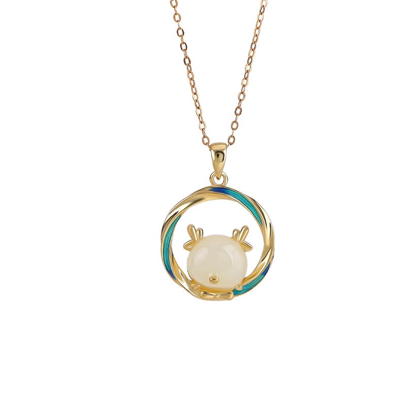 Collier singe argent 925 et émail chinois plaqué or