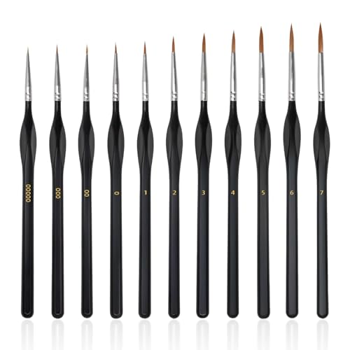 Artist Paint Brushes set-11 Pcs Best Professional Detail Paint Brushes, Miniature Brushes That Keep a Fine Point & Spring, for Watercolor, Oil, Acrylic, Nail Art, Models & Paint by Numbers