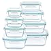Vtopmart 8er Glasbeh&auml;lter Mit Deckel, Glas Frischhaltedosen Mit Deckel, Meal Prep Boxen f&uuml;r Lebensmittel, Mikrowellen, BPA-Freie (Green)