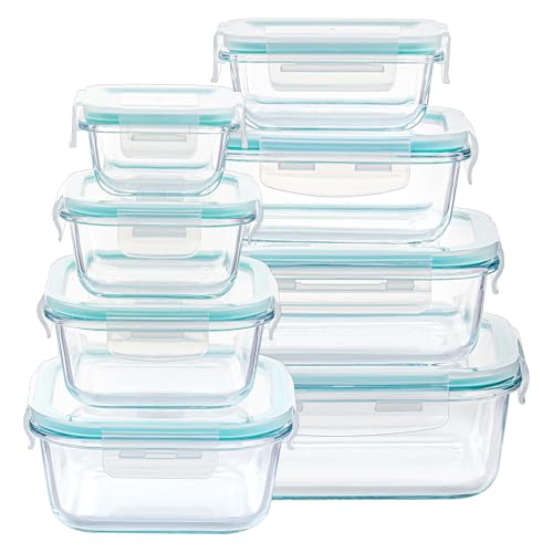 Vtopmart 8er Glasbehälter Mit Deckel, Glas Frischhaltedosen Mit Deckel, Meal Prep Boxen für Lebensmittel, Mikrowellen, BPA-Freie (Green)