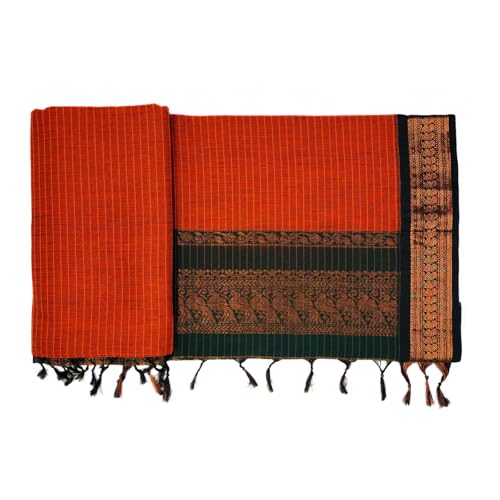 Image of Pure Kalyani Cotton Saree | Zari Border & Blouse Piece - Lata Gadwal Design | Traditional Saree