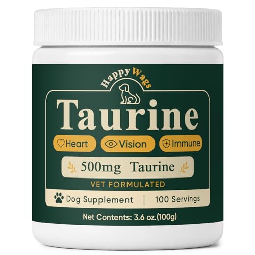 HappyWags Taurine Powder for Dogs Taurine Supplement Support Vision Heart & Immune 100 Grams (1)