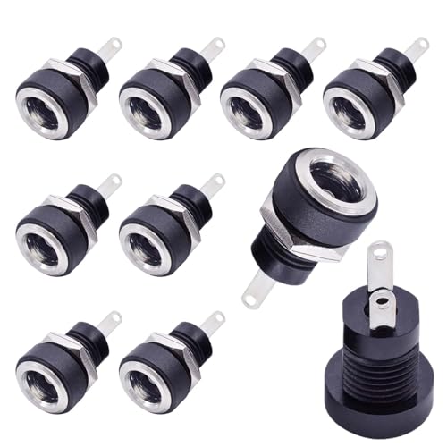 DC電源ジャック ソケット 5.5mmx2.1mm DCソケット10個 DC電源ジャックコネクタ 防犯カメラ 基板実装 メス 修理自作用 電設用端子
