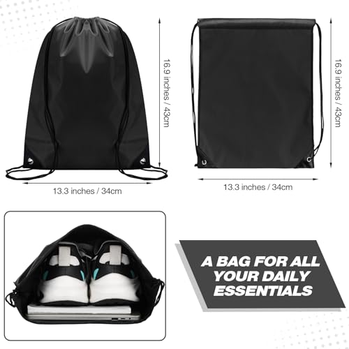 Image of Shappy Drawstring Backpack Bulk Sports Gym Cinch Bag Polyester String Bag for Men Women(Black,200 Pcs)