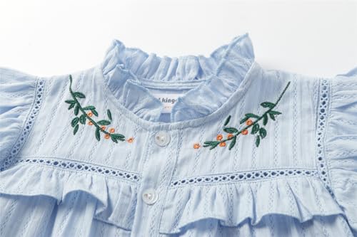 Mud Kingdom Little Girls Peter Pan Collar Blouse Cotton Puff Short Sleeve Button Up3