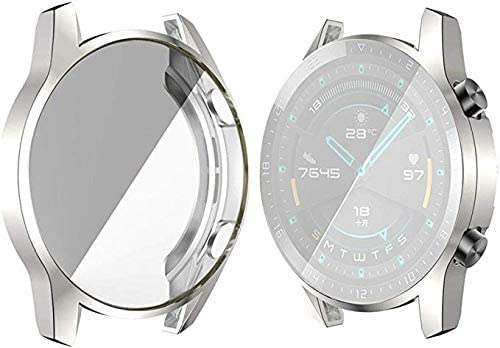 Protective Case Compatible with Huawei Watch GT 2 (46mm), Soft TPU Plated Case Cover All-Around Protective Bumper Shell Protector GT2 (46mm) SILVER