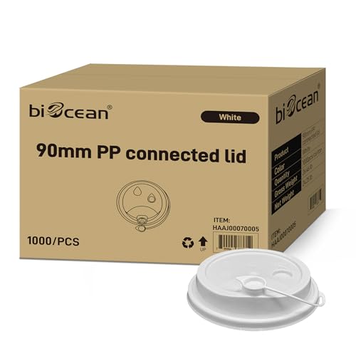 biocean 90mm white Polypropylene Portion Cups slip dome lids 1000 Set for Plastic drinking cups Airtight BPA-Free Soup Container Freezer Safe Leakproof for Meal Prep,Leftover Storage,Microwave