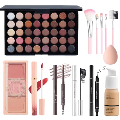 Make-Up Sets - All In One Makeup Set For Women Teens Girls Gift- Travel Make Up Kit Includes 40 Colors Eyeshadow Palette, Foundation, Mascara, Eyeliner, Brow Pen，Lip Gloss, Blusher, Makeup Sponge