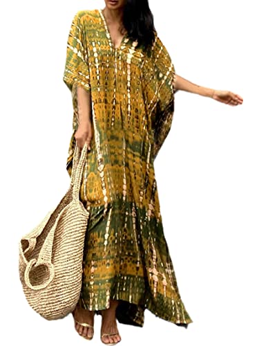 Image of Kaftan Dresses for Women Plus Size Summer Beach Dress with Print and Swim Cover Ups