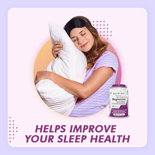 HealthyHey Nutrition Magnesium Glycinate High Absorption for Sleep, Cramps, & Nerves Health - 90 Vegetable Capsules