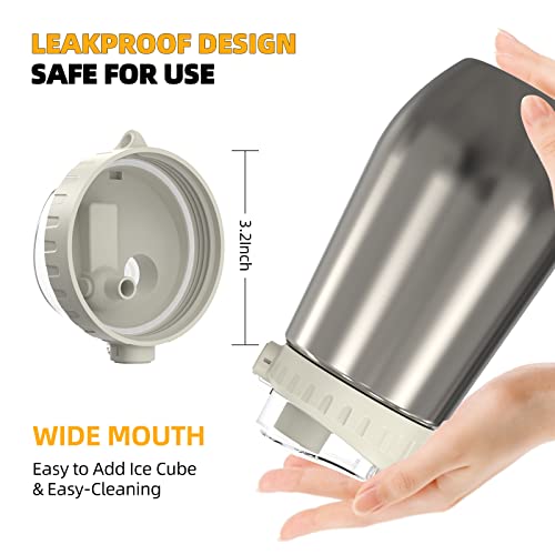 Tcamp 50 Ounce Stainless Steel Insulated Water Bottle With Straw Wristband, 1500Ml Sports Water Bottle, Reusable, Leak Proof, Bpa Free, Keep Cold & Hot For 6 Hours (Brushed Steel) #TOP5