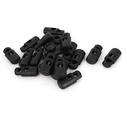 Plastic Single Hole Toggle Spring Loaded Cord Locks 20pcs Black