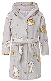 Kid Fleece Hooded Robes Girls Bathrobes Boys Soft Plush Sleepwear Toddler Fuzzy Pajamas Gray Cat 9-10Years