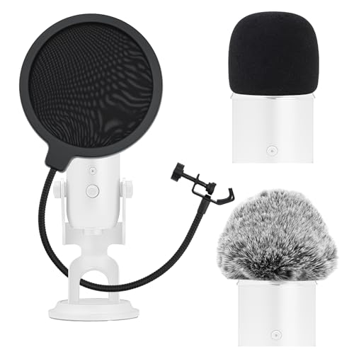 Lifexciting 3 in 1 �}�C�N �E�B���h�X�N���[�� �|�b�v�t�B���^�[�Z�b�g Blue Yeti�AYet-i Pro�AYet-i Nano Mic �E�B���h�X�N���[�� �t�H�[���J�o�[ Furry Dead Cat ��w�m�C�Y���_�N�V���� �t����