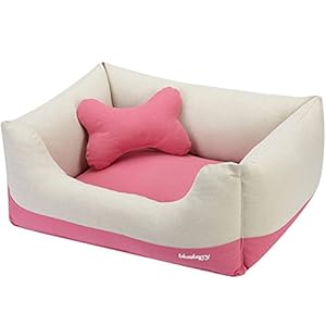 Blueberry Pet Fully Removable Washable Dog Bed, Heavy Duty Pet Bed w/Durable YKK Zippers, 34″ x 24″ x 12″, 11 Lbs, Baby Pink & Beige Color-Block Beds for Cats & Dogs