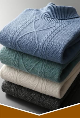 Men's Wool Sweater High Neck Knit Pullover Solid Color Thick Loose Fit Business Long Sleeve Autumn Winter Top2