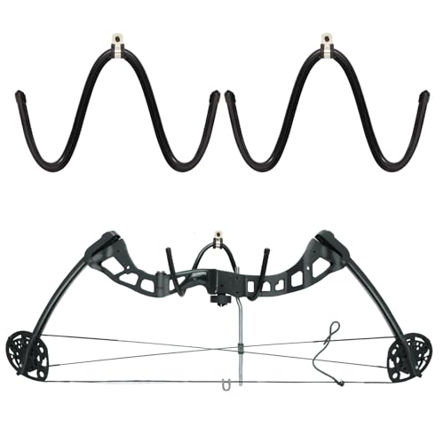 AHOSOUTLY 2Pack Bow Hanger Display Archery Rack Bow Wall Mount Holder Wall Hook Stand Bow Hold up to 22 Lbs Rubber Protection and No Scratches