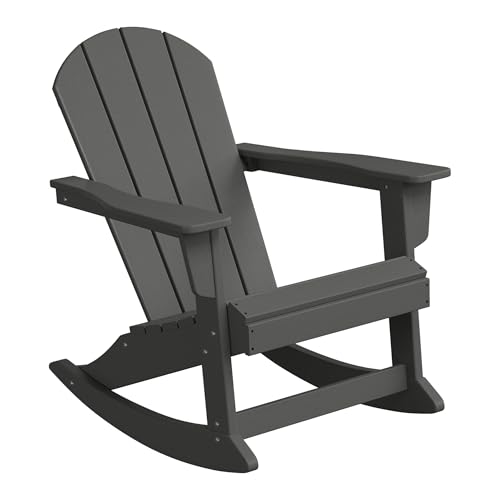 WestinTrends Malibu Outdoor/Patio Poly Adirondack Rocking Chair, Gray - Thumbnail 4