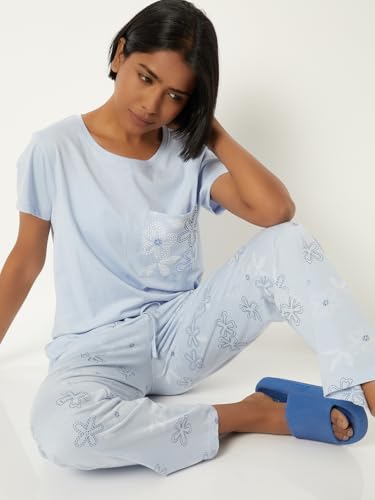 Image of Max Women's Printed Round Neck Half Sleeve Cotton Pyjama Set