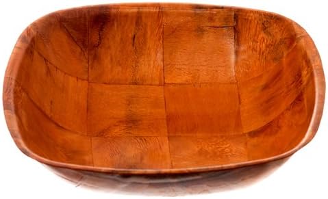 10" x 10" Square Woven Wood Snack or Salad Serving Bowl