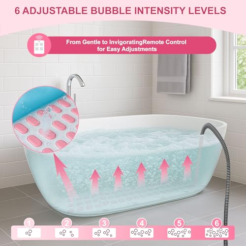 SHUIMEIYAN Electric Bubble Massage Mat Portable Massage for Bathtub Bubble Bath Mat Tub Spa Massager with Pillow -Upgraded Suction Cup with Remote Control （ 44.9" x 16.9"Pink） by SHUIMEIYAN - Image 4