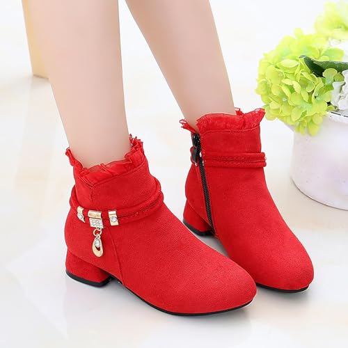 Kids Black Boots Girls Dress Boots Ankle Short Boots Toddler Ankle Boots Low Chunky Heel Side Zipper Dress Booties4