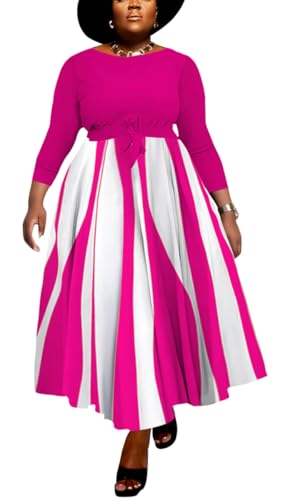 Image of BFFBABY Casual Dress Plus Size Formal A Line Dresses for Women Fall Long Dresses with Sleeve Casual Belted