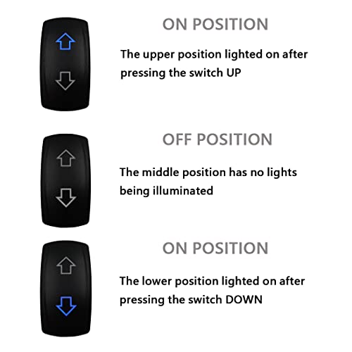 Image of 12V 20A Blue Backlit DC Motor Reverse Polarity Momentary Rocker Switch 6P (ON)-Off-(ON) DPDT Retactive Toggle Switch for Car Window Electric Trailer Jack Motor RV Fan Winch Snow Blower
