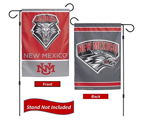 New Mexico Lobos Garden Flag 12.5 x 18 Inch Double Sided College Yard Banner Flag Is Printed in the USA and Licensed by Wincraft