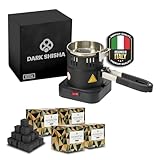 Set Hornillo Eléctrico Dark Shisha 600W con Cesta + 4 kg Carbón Cocobration 26 mm para Cachimba | Encendido Rápido 7–8 Minutos | Hasta 10 Carbones | Compacto y Seguro