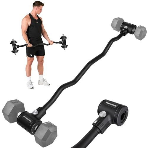 Dumbbell Barbell Converter Bar EZ Curl Bar Adapter Adjustable Curl Bar Heavy Duty Steel Barbell for Dumbbells Attachment for Home Gym