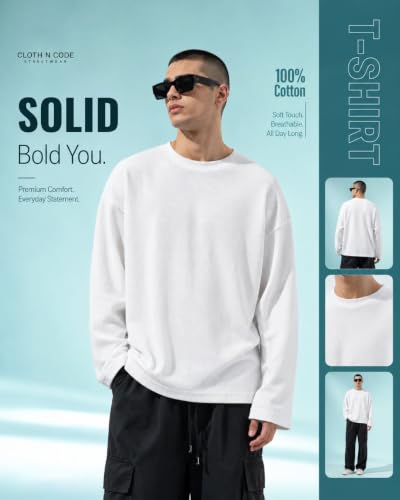 CLOTH N CODE Men Waffle Oversized White T-Shirt - Image 8