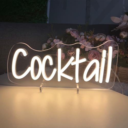 Image of Cocktails Table Neon Sign Desk Lamp Led Beer Bar Neon Lights for Wall Decor Man Cave Club Bedroom Hotel Pub Home Bar Sign Shop Bedroom Home Room Decor Christmas Party Warm White USB Powered 30x13.8 CM