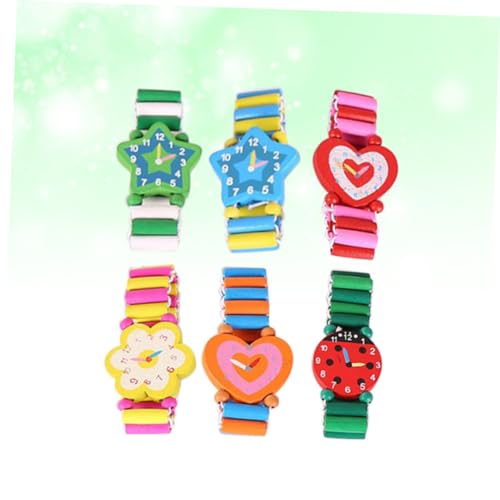 6pcs Watch Reloj para Niños Toy Watch Kids Watch Cartoon Ristwatches Wood Wristwatches Cartoon Crafts Wooden Wooden Crafts Prize Wooden Table Child Wooden Cartoon4
