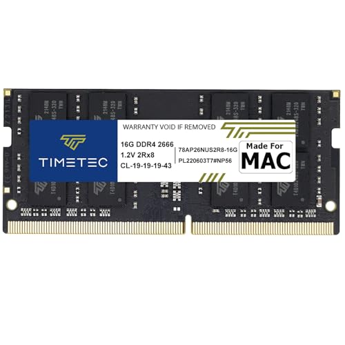Timetec 16GB DDR4 2666 MHz PC4-21333/PC4-21300 Kompatybilny z Apple dla iMac z połowy 2020 r. (20.1/20.2)/iMac z połowy 2019 r. (19.1) 27" z wyświetlaczem Retina 5K, koniec 2018 r.Mac Mini (8.1)