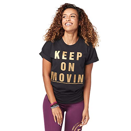 Zumba Camiseta de Entrenamiento con Estampado de Moda para Hombre y Mujer Mediano Grande Negro BB
