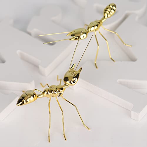 Gold Ant Decor,Gold Decor 2-Piece Set Gold Ant Figurines,Brass Small Animal Decor Sculpture Butterfly Statue,Solid Metal Insect Ornament Mini Gold Ant Decorations, For Desktop Bookshelf Decor Animal #TOP4