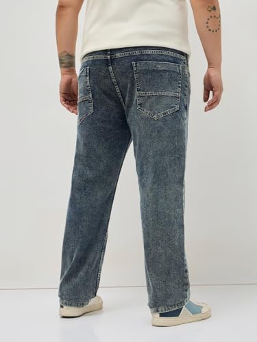 Image of Urbano Plus Men's Regular Fit Heavy Washed Denim Jeans Stretchable