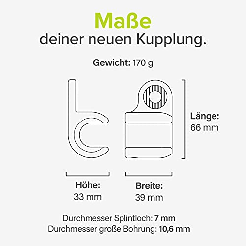 VELMIA Fahrradanhänger Kupplung für Thule Anhänger [1 Stück] Fahrrad Anhängerkupplung für Thule Chariot Modelle, Fahrrad Kupplung für Kinderanhänger