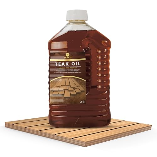 FERRIS | Teak Oil (2 Litre) Premium Wood Treatment for Garden Furniture, Decking & Indoor Use | Easy Application, Protects Hardwood & Ideal for Teak, Oak or Mahogany - UV & Weather Resistant