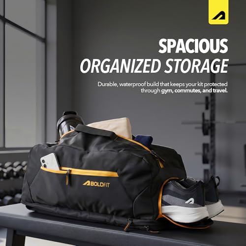 Image of Boldfit Crossbody Gym Duffel Bag for Men & Women, Waterproof Travel Gym Bag with Shoe Compartment, Adjustable Shoulder Strap, Multiple Pockets, Durable Sports Bag for Workout, Travel & Everyday Use