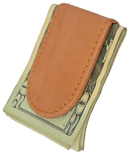 Fine Genuine Leather Magnetic Money Clip (Tan)3