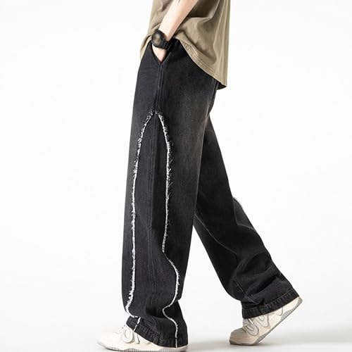 Mens Baggy Jeans Loose Fit Denim Pants with Elastic Waist Distressed Light Blue Casual Skate Pants for Men3