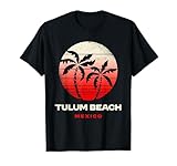 Tulum Beach México Retro Atardecer Palma Tulum Riviera Maya Camiseta