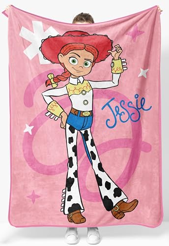 Jay Franco Plush Throw Blanket 46 x 60 Inches Kids Hero Soft & Cozy Fleece Throw for Bedroom & Couch Dcor Official Licensed Product Pink - Toy Story Jessie