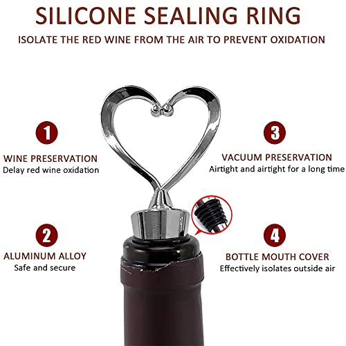 Wine Stopper Bottle Stopper,4 Pieces Aluminum Alloy Wine Saver,Wine Stopper Decoration Metal Zinc Alloy Wine Bottle Stopperr Reusable Wine And Beverage Stoppers (Set Of 4) #TOP2