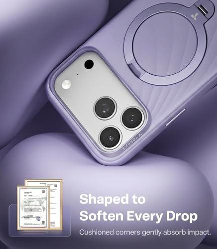 Image of TORRAS Q3 Wind for iPhone 17 Pro Case Silicone, 360 Magnetic Stand, Fit for MagSafe, Camera Control, Safe Soft Elegant Phone Case for iPhone 17 Pro 6.3'', Lilac Haze Purple